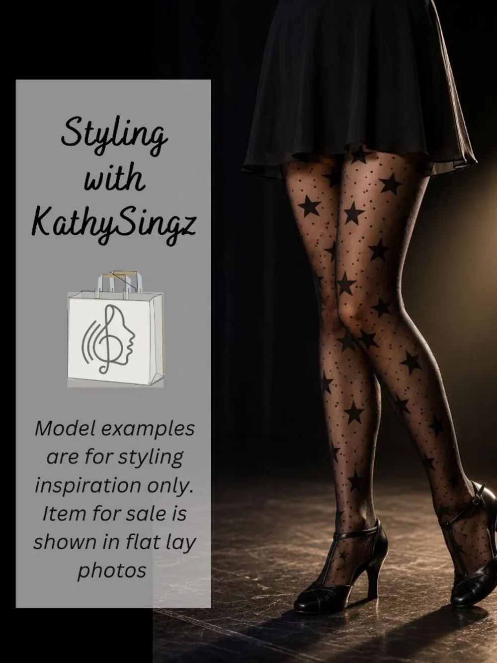 Black Star Nylon Tights One Size Sheer Theater Dance Hosiery with Polka Dots